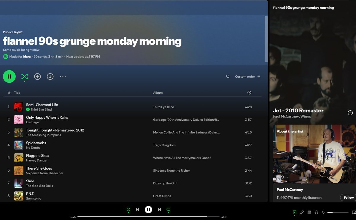 atxmpalmers's tweet photo. was cooking in the kitchen listening to my 90s daylist that i really wanted to listen to but in the middle of it, it somehow just? SWITCHED? to fucking beatles songs and the like and i was too busy cooking to go to my room and switch it back so i was #beatled https://t.co/QGROhR5y9b