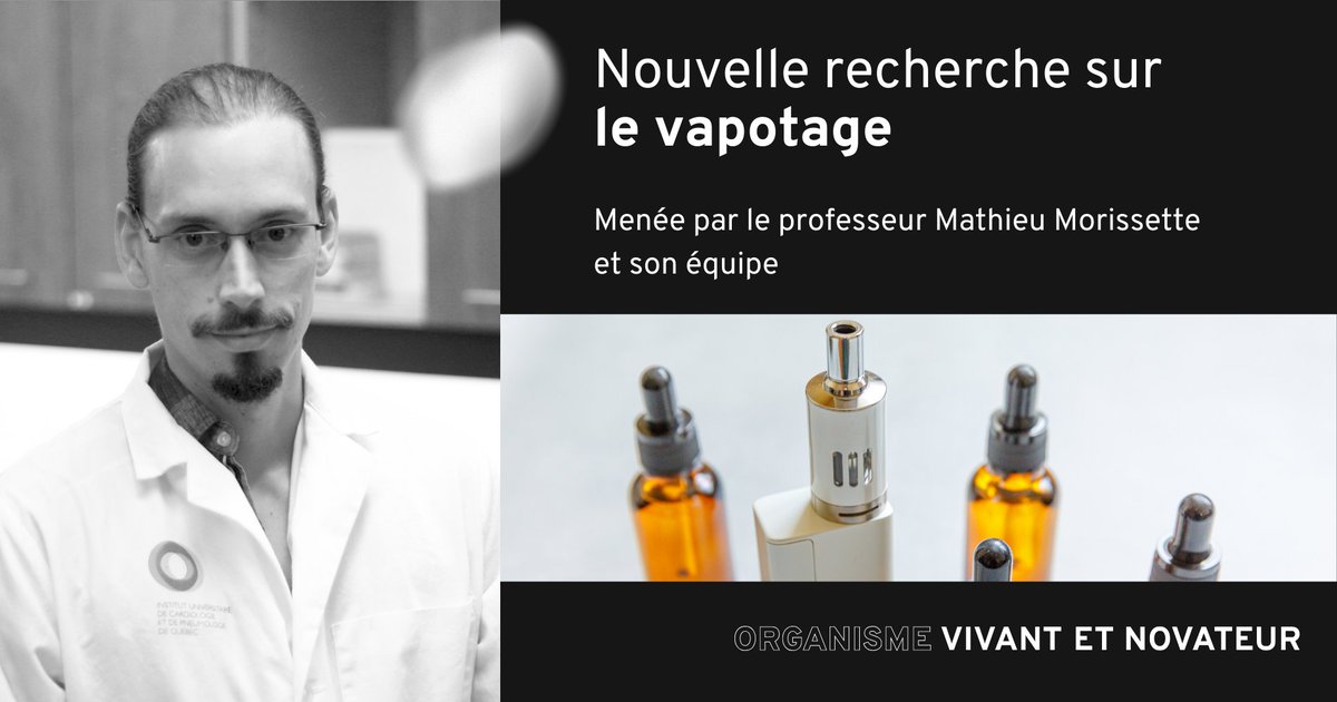 Vapotage : les saveurs pourraient nuire à vos poumons 🫁

Découvrez cette récente étude menée par une équipe de notre Faculté et et du Centre de recherche de l'Institut universitaire de cardiologie et de pneumologie de Québec-Université Laval👇
bit.ly/44zsKHP
