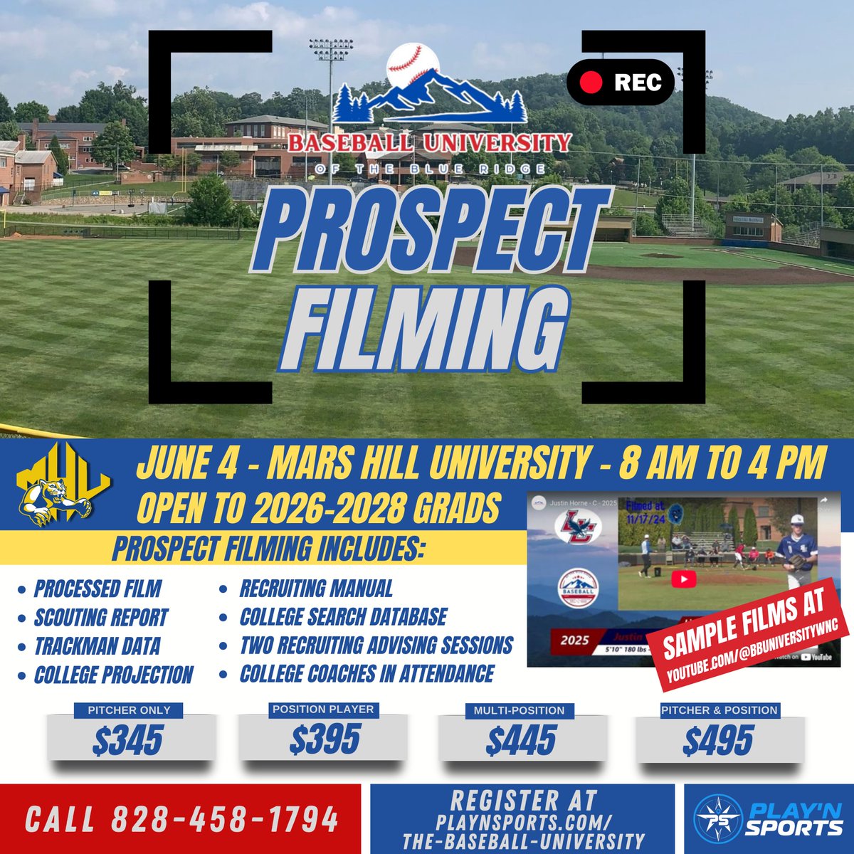 Baseball University of the Blue Ridge (@bbuniversitywnc) on Twitter photo MAC 3A/4A Prospects!
I reached out to your Coaches today to provide them with info about our June 4th Prospect Filming at <a href="/MHUBaseball/">Mars Hill Baseball</a> as we are starting to get invites out to Prospects
If you have questions, reach out ASAP, or get registered:
playnsports.com/event/mars-hil⦠MAC 3A/4A Prospects!
I reached out to your Coaches today to provide them with info about our June 4th Prospect Filming at <a href="/MHUBaseball/">Mars Hill Baseball</a> as we are starting to get invites out to Prospects
If you have questions, reach out ASAP, or get registered:
playnsports.com/event/mars-hilβ¦