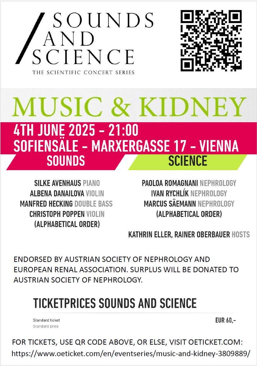 Edouard L. Fu (@fuedouard) on Twitter photo 🎶 Attending #ERA2025 in Vienna?
Don't miss Music & Kidney — a unique evening where classical music meets nephrology!
🗓️ Wednesday June 4 | 🕘 21:00 | 📍 Sofiensäle
🔗soundsandscience.com/index.php?id=1…
<a href="/ERAkidney/">ERA - European Renal Association</a> <a href="/jjcarrero1/">Juan Jesus Carrero</a> #MusicAndMedicine #Nephrology #ViennaEvents 🎶 Attending #ERA2025 in Vienna?
Don't miss Music & Kidney — a unique evening where classical music meets nephrology!
🗓️ Wednesday June 4 | 🕘 21:00 | 📍 Sofiensäle
🔗soundsandscience.com/index.php?id=1…
<a href="/ERAkidney/">ERA - European Renal Association</a> <a href="/jjcarrero1/">Juan Jesus Carrero</a> #MusicAndMedicine #Nephrology #ViennaEvents