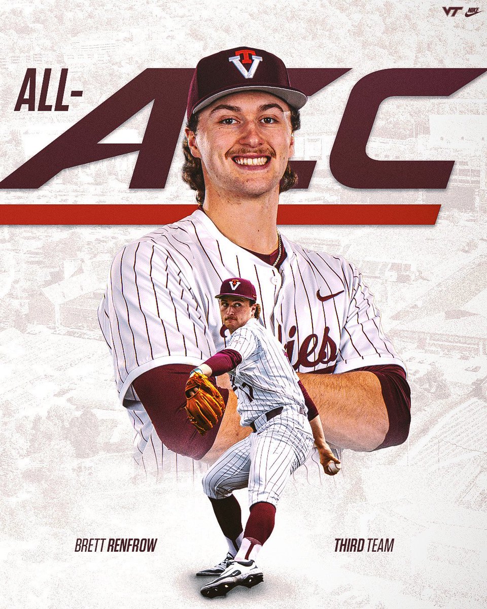 Virginia Tech Baseball (@hokiesbaseball) on Twitter photo ๐๐ง๐๐๐๐ฎ ๐๐ช๐ฎ ๐
Sophomore right-hander <a href="/BrettRenfrow/">Brett Renfrow</a> (๐.๐๐ ๐๐๐, ๐๐ ๐๐) collects the second All-ACC honor of his Virginia Tech career
๐๏ธ vthoki.es/C2pzE
#Hokies ๐ฆโพ๏ธ ๐๐ง๐๐๐๐ฎ ๐๐ช๐ฎ ๐
Sophomore right-hander <a href="/BrettRenfrow/">Brett Renfrow</a> (๐.๐๐ ๐๐๐, ๐๐ ๐๐) collects the second All-ACC honor of his Virginia Tech career
๐๏ธ vthoki.es/C2pzE
#Hokies ๐ฆโพ๏ธ