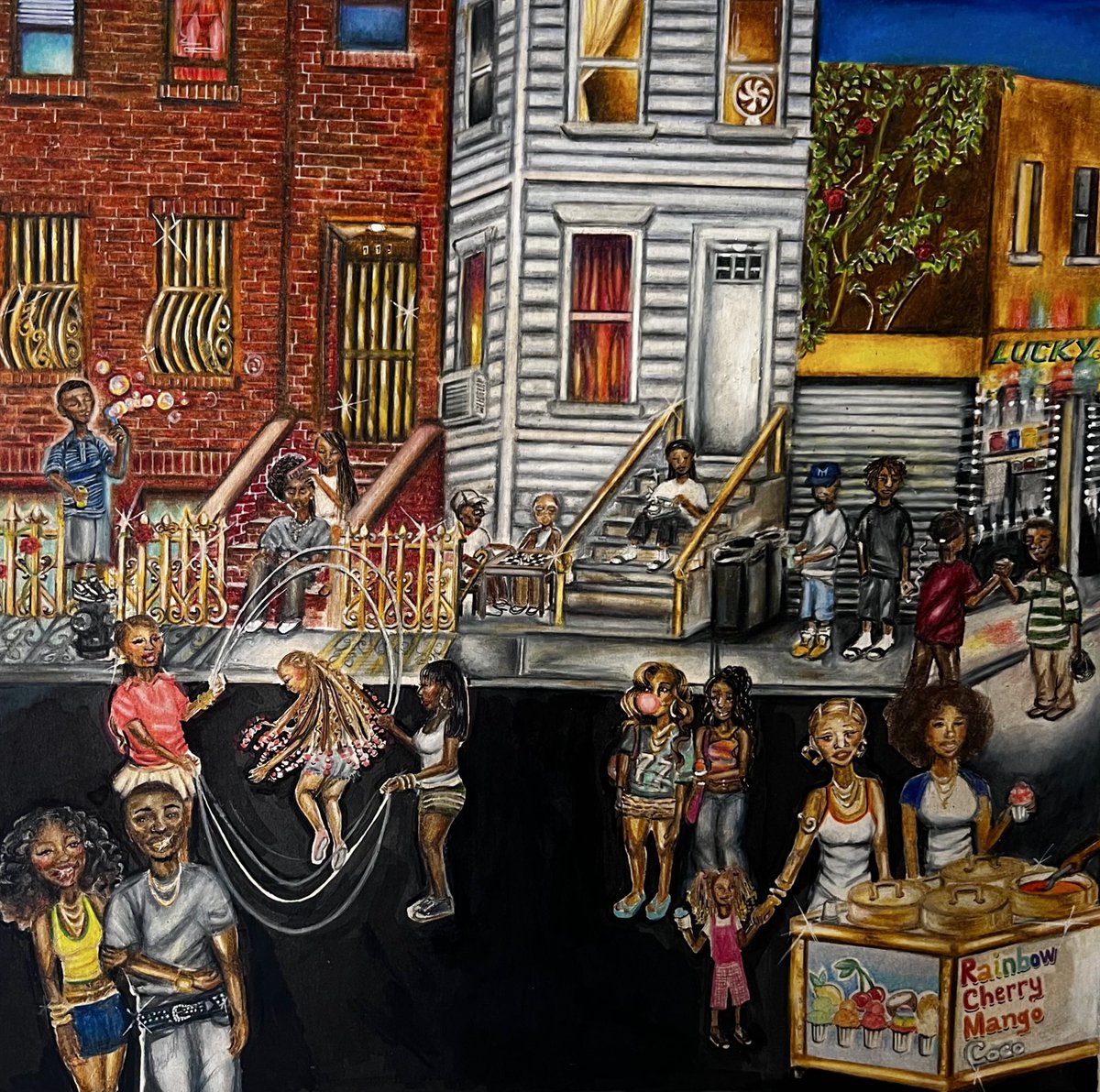 “The Golden Ghetto”
commission created with colored pencils