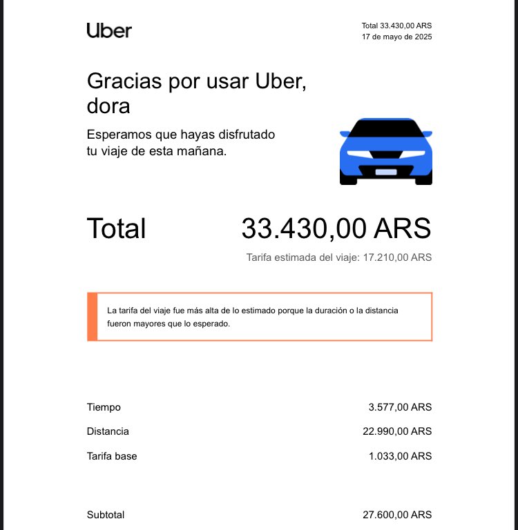 evalili12's tweet photo. @Uber_ARG el sábado 16 de mayo mi madre pide un auto donde el viaje le salía 17200 $ , la
Conductora la ESTAFÓ 33400$ le cobro
Porq según ella se equivocó de camino, luego dijo que ella siempre hace ese viaje ? CUANDO YO SEGUÍ EL VIAJE Y LA PASEO HASTA EZEIZA https://t.co/cCHPHQUSmn