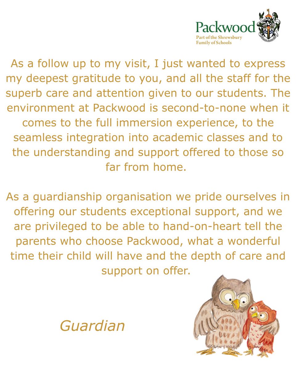 Some lovely feedback from one of our trusted Guardians. #aneducationFULLofWONDER