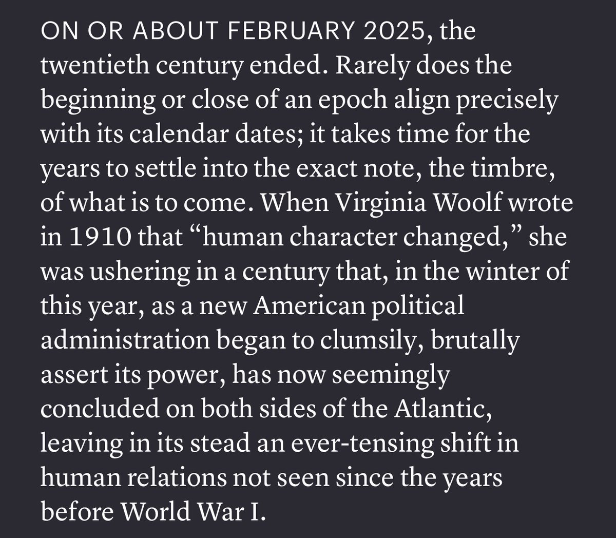 hackyu28's tweet photo. @RhianSasseen @thebafflermag Interesting article and I will probably check out the book now. But isn’t this also slightly incorrect about Virginia Woolf? The wording implies she wrote that in 1910, when she actually wrote it in 1924 (when Mr. Bennett and Mrs. Brown was published). https://t.co/9NSC6noKn6