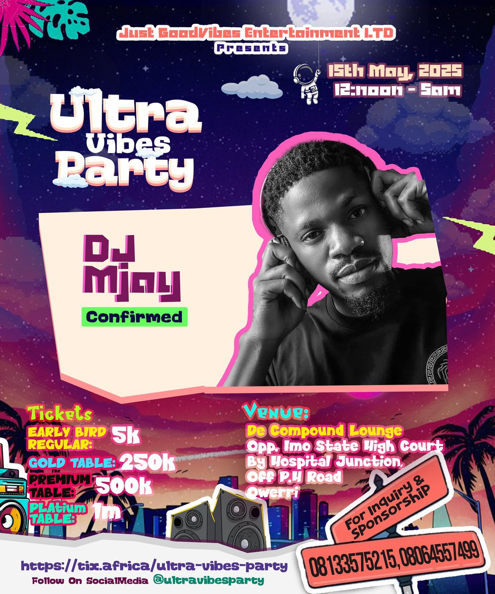 ultravibesparty's tweet photo. DJ MJay in control—turntables talking, crowd moving. Expect heavy drops, smooth blends, and unstoppable vibes. When MJay spins, the night begins.

#ultravibesparty #djmjay #lucianoguguo https://t.co/iKYrnJvIy3