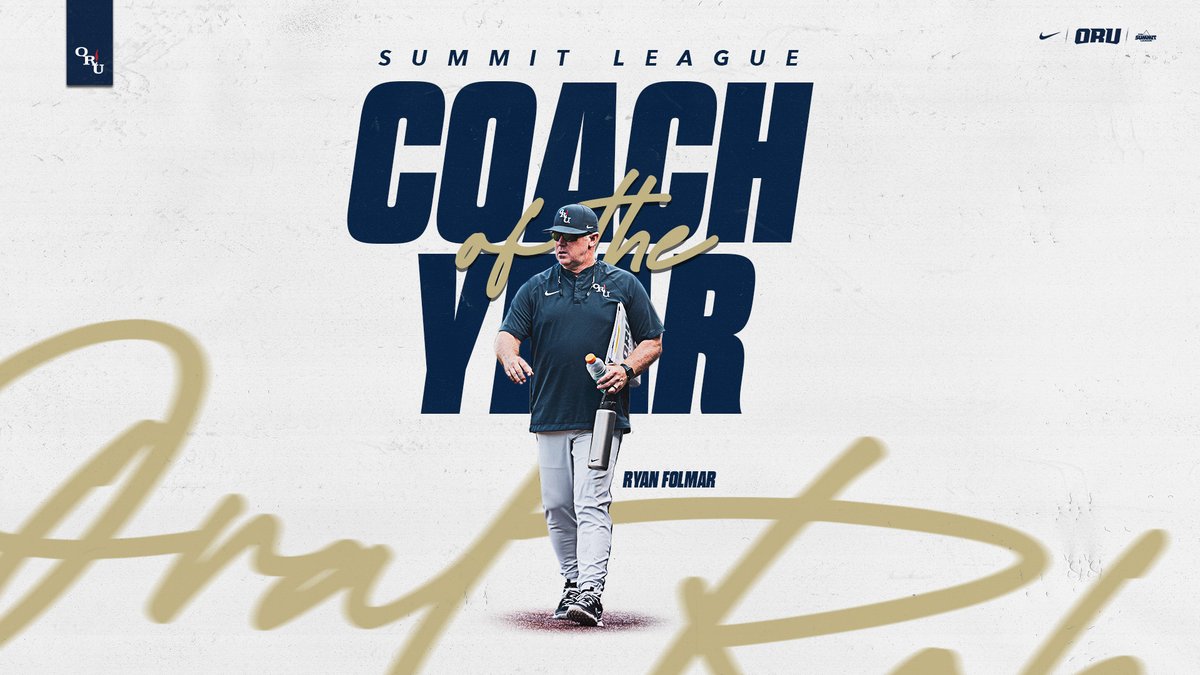 𝐓𝐡𝐞 𝐒𝐭𝐚𝐧𝐝𝐚𝐫𝐝 𝐨𝐟 𝐭𝐡𝐞 𝐒𝐮𝐦𝐦𝐢𝐭 ⛰️

Ryan Folmar, the all-time wins leader in ORU Baseball history, is your Summit League Coach of the Year!

#ORUBase | #GoldenStandard