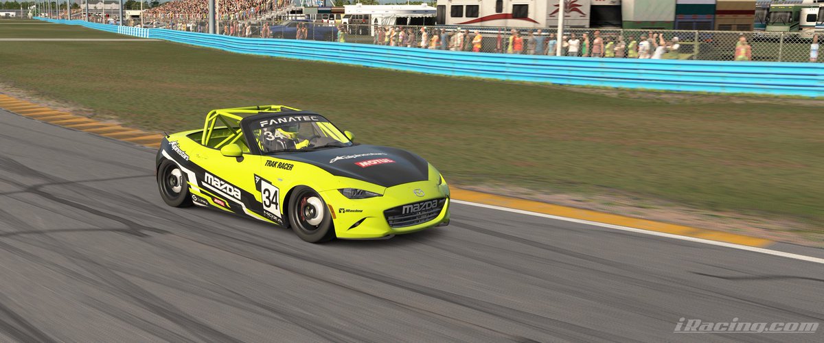 NXT GP iRacing | MX-5 Cup | Daytona

Q: P5
R1: P8
R2: P5

Had to avoid an incident which caused me to spin. Got into another incident with that and picked up damage. Was able to keep up the pace but went flying afterwards.
R2 pace was good just didn't want to take too much risk