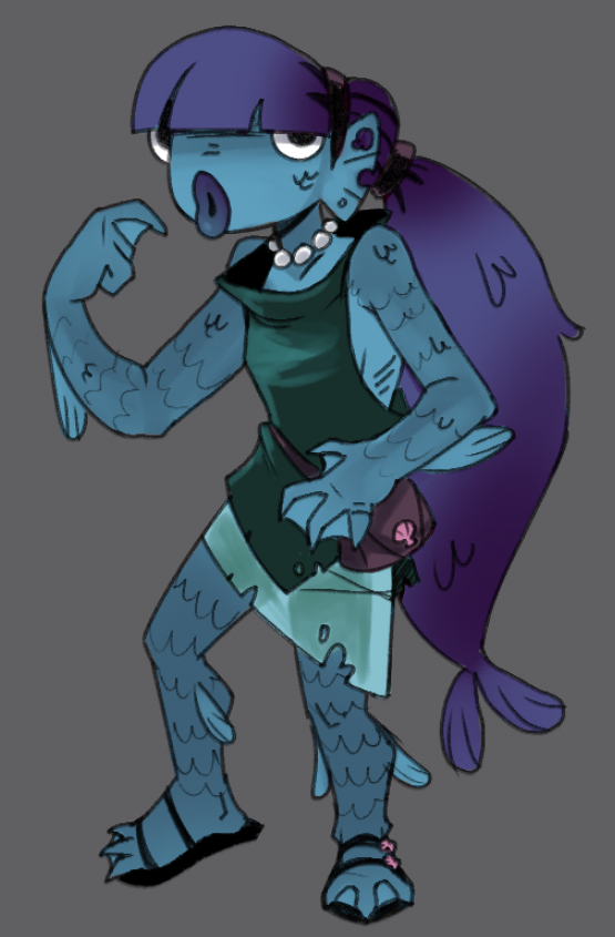 Officiallythat2's tweet image. a friend tricked me into making a fish oc so now i have em, her name is Aquamarine