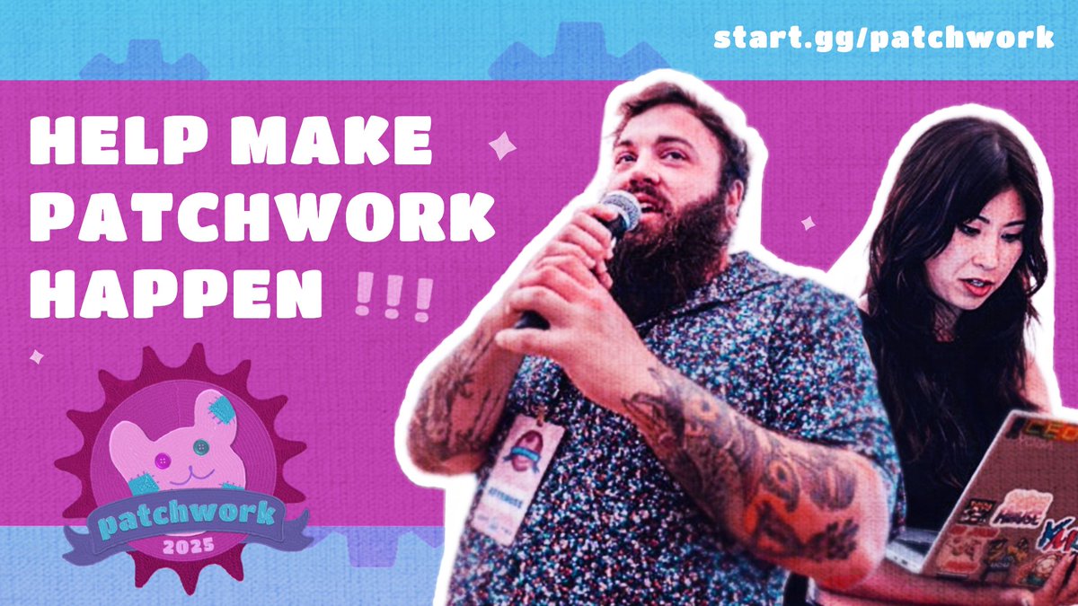 🎀YOU can help make Patchwork 2025 great!🧸

We're looking for:
🎮Set-ups
😎Volunteers (Setup, Check-in, Pool Captains, etc.)
🛠️Vendors

💵Volunteers will have their passes refunded!

Find the form to apply for each position in the replies!⬇️