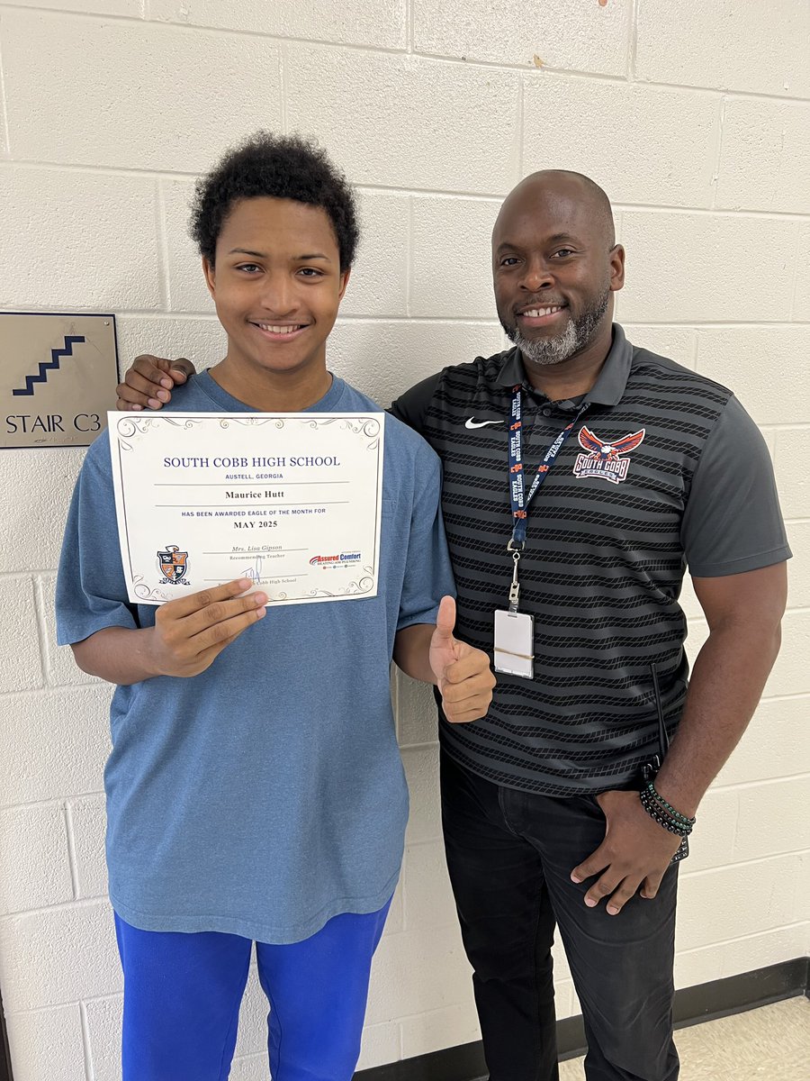 Congrats to our Eagle of the Month, Maurice Hutt! #soarwithpride <a href="/scobb_eagles/">South Cobb High School</a>