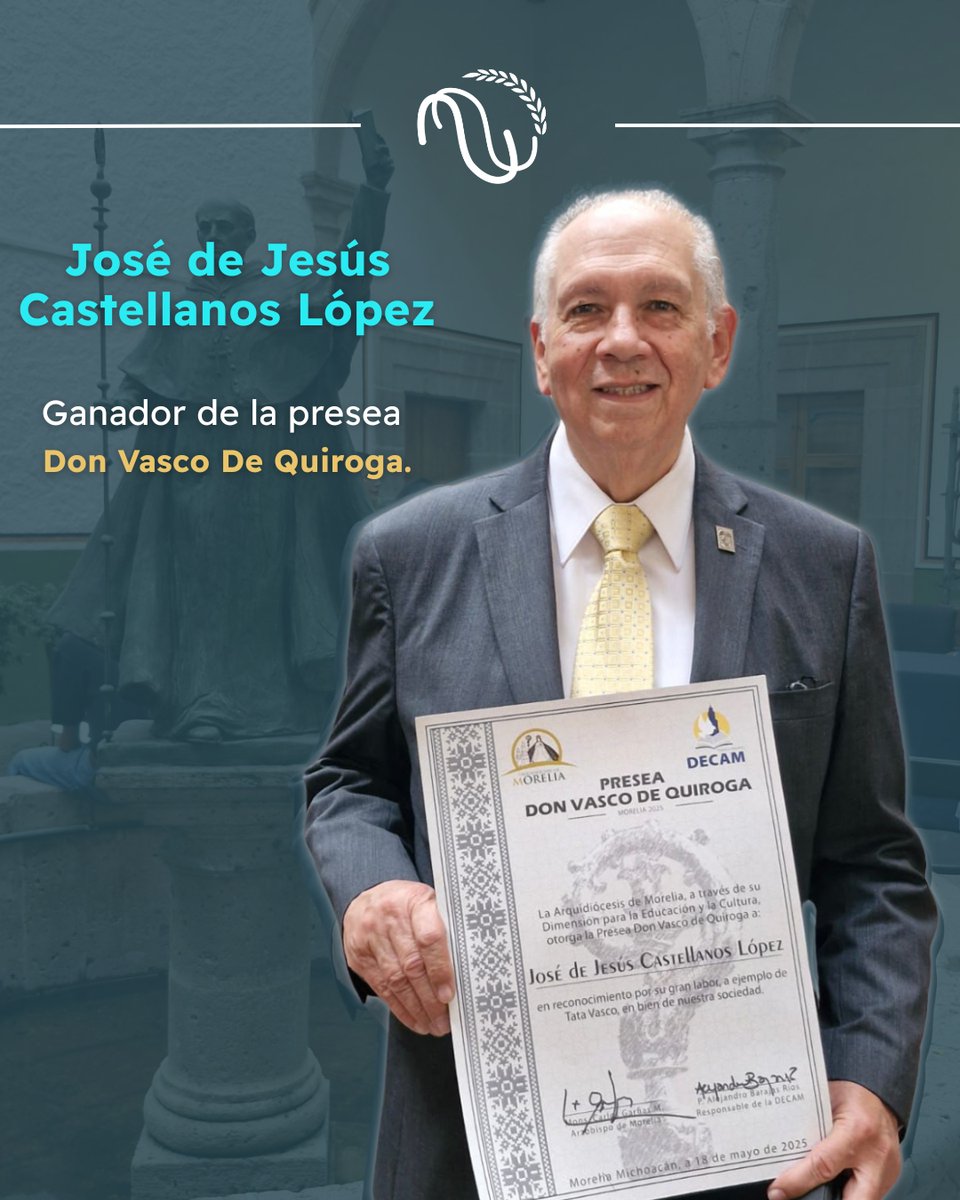 cmdhorg's tweet photo. 💠 La #CMDH felicita a nuestro expresidente y fundador, 𝗝𝗼𝘀𝗲́ 𝗱𝗲 𝗝𝗲𝘀𝘂́𝘀 𝗖𝗮𝘀𝘁𝗲𝗹𝗹𝗮𝗻𝗼𝘀 𝗟𝗼́𝗽𝗲𝘇, por haber obtenido la presea "𝘋𝘰𝘯 𝘝𝘢𝘴𝘤𝘰 𝘥𝘦 𝘘𝘶𝘪𝘳𝘰𝘨𝘢" que otorga la Arquidiócesis de Morelia a través del Decam Arquidiócesis de Morelia.

¡Enhorabuena! 👏