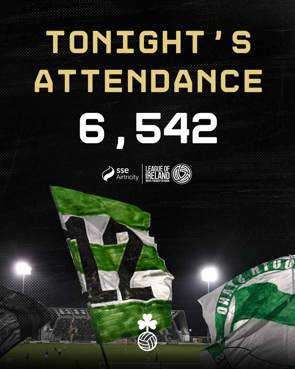 Shamrock Rovers FC (@shamrockrovers) on Twitter photo Tonight’s attendance <a href="/tallaghtstadium/">Tallaght Stadium</a> is 6,542, thank you for your fantastic support as always, Hoops 💚 Tonight’s attendance <a href="/tallaghtstadium/">Tallaght Stadium</a> is 6,542, thank you for your fantastic support as always, Hoops 💚