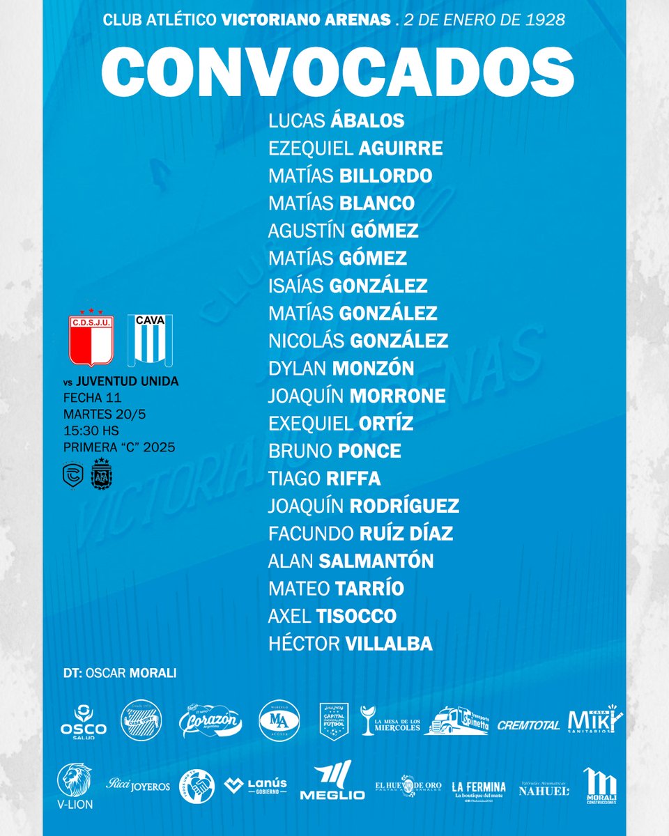 Lista de convocados para enfrentar a Juventud Unida 👥⚽

#VamosVictoriano 🩵🤍