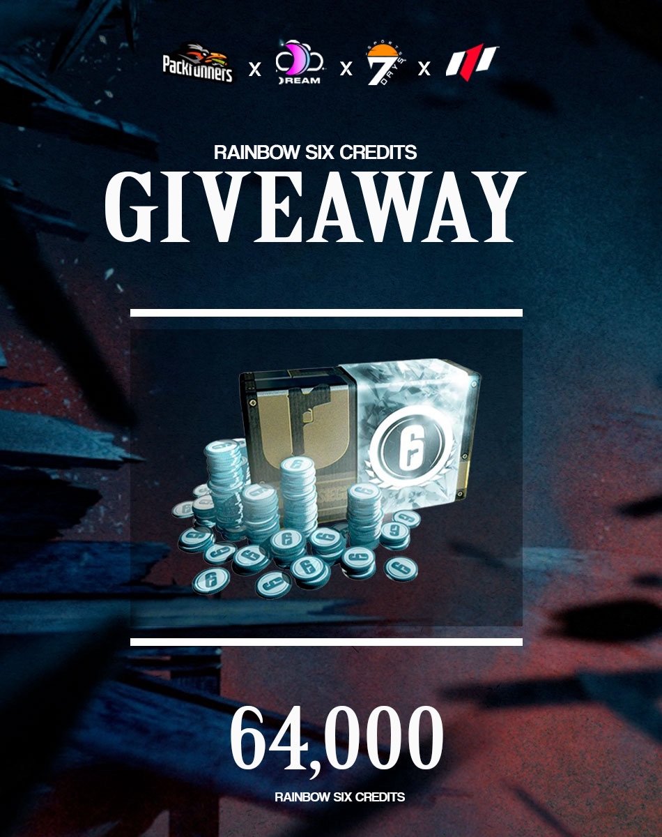 Model 1 (@model1esports) on Twitter photo 🚨64,000 R6 CREDITS GIVEAWAY🚨
Kickstarting a 4-way partnership
To enter:
1. Like AND Retweet THIS post
2. Follow ALL partners: <a href="/packrnnrs/">Packrunners</a> <a href="/7daysesports/">7⃣ Days Esports 🌟</a> @DreamEsportsll <a href="/model1esports/">Model 1</a>
4 WINNERS, 16,000 CREDITS EACH
Good Luck! (ends 6/10/2025)
#R6S #RainbowSixSiege #SiegeX 🚨64,000 R6 CREDITS GIVEAWAY🚨
Kickstarting a 4-way partnership
To enter:
1. Like AND Retweet THIS post
2. Follow ALL partners: <a href="/packrnnrs/">Packrunners</a> <a href="/7daysesports/">7⃣ Days Esports 🌟</a> @DreamEsportsll <a href="/model1esports/">Model 1</a>
4 WINNERS, 16,000 CREDITS EACH
Good Luck! (ends 6/10/2025)
#R6S #RainbowSixSiege #SiegeX