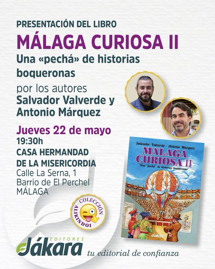¡Este jueves tienes una cita con la cultura en #ElPerchel!

📍 En la casa hermandad de la Misericordia c/ La Serna, 1. (Junto a la iglesia del Carmen). 
🗓️ Este jueves, 22 de mayo a las 19:30 horas.

👇🏼