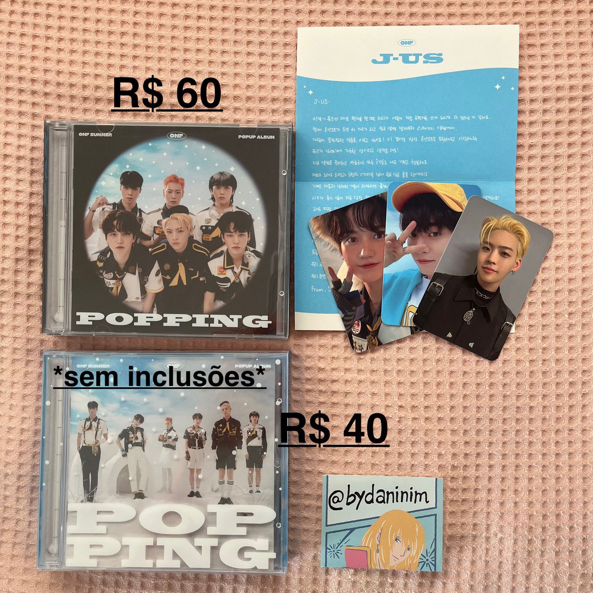 bydaninim's tweet photo. 🛒[ VENDA / VENDO ]
~ DROP ONF ~ 
- Preços na imagem + FRETE (superfrete) 
- Mando foto/vídeo pela dm!
- Pagamento por pix :)
- Inclusões na foto! 
- Não reservo ❌
- ⁠feedbacks (IG/X: @ bydaninim)

🏷 album ONF fuse city of onf popping vendo compra https://t.co/xUwenQeGAB
