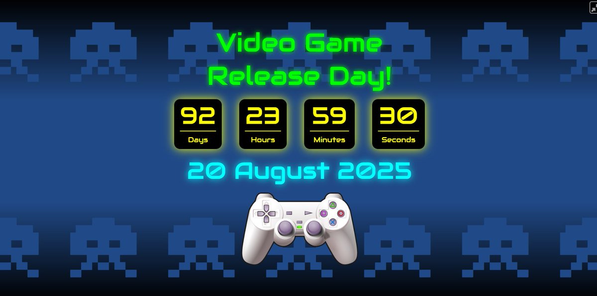 EricRetro's tweet image. I've been on a game dev sabbatical in recent weeks to work on something a little different. It's a website for creating event countdown timers for, well, anything really. Just for fun. It's almost finished, give a go at:
countingthedaze.com
#countdown #event