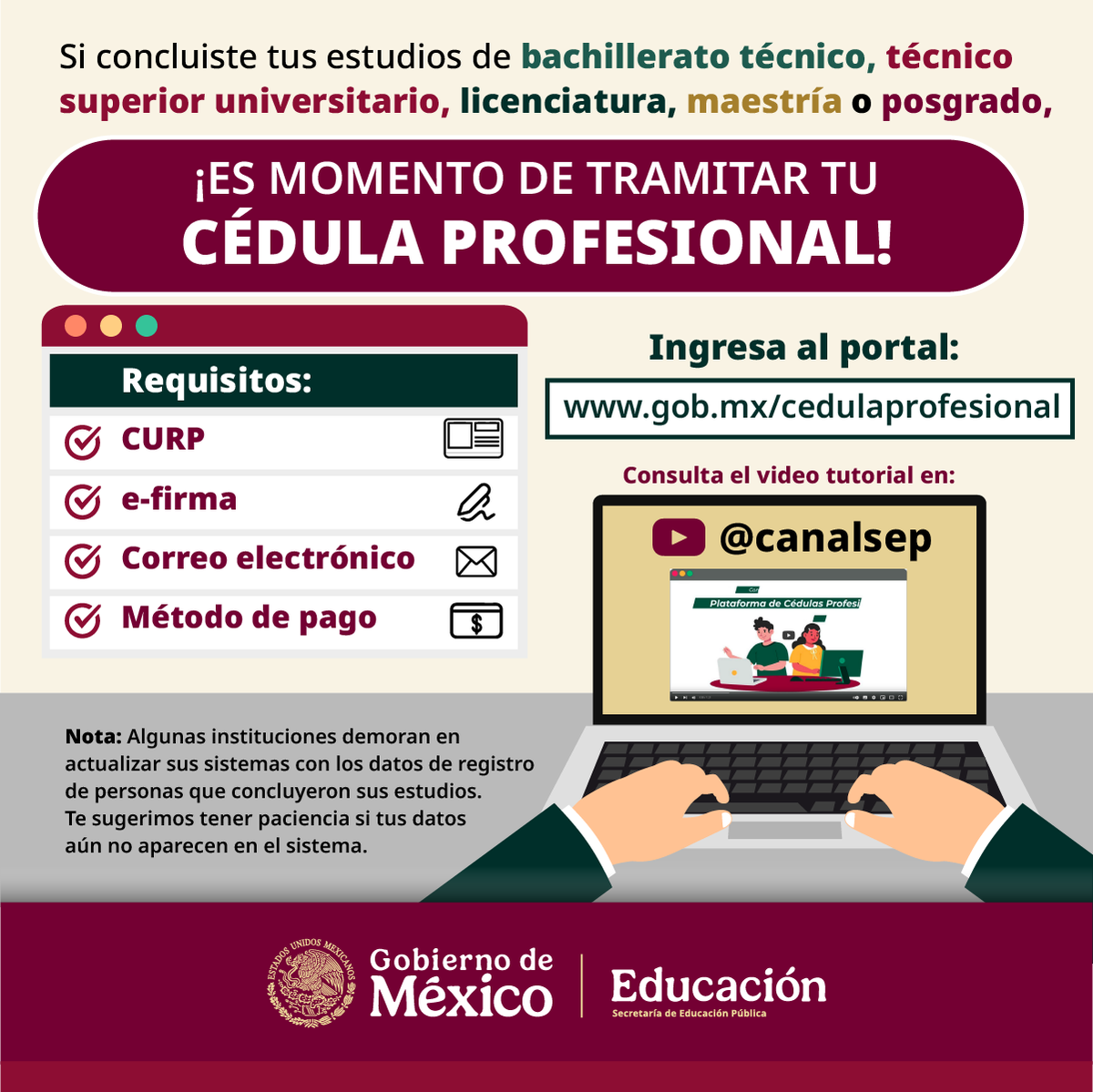 SEP_mx's tweet photo. 🚨🎓 ¿Ya terminaste tu carrera? ¡No olvides tramitar tu Cédula Profesional!

Realiza tu proceso en línea y da el siguiente paso como profesionista. 🤩📜

Ingresa a: https://t.co/NScdIOkohu https://t.co/L3Xp8i6K9U