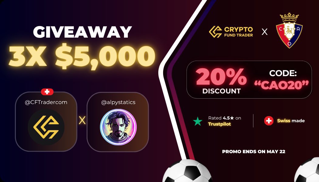 NEW GIVEAWAY 🎁

To join the giveaway, you need to:

- Follow <a href="/alpystatics/">Alp</a> and <a href="/CFTradercom/">Crypto Fund Trader</a>
- Like and repost this post
- Tag 2 friends in the comments

Winners will be announced in 2 days. 

Good luck, guys! 🫡🤝
