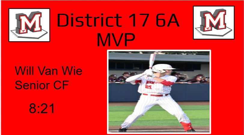 Congratulations to Will Van Wie 17 6A  MVP