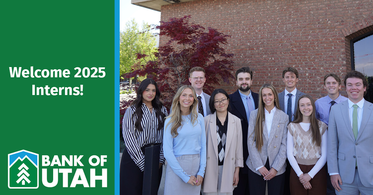Our 2025 Internship Program kicks off today! 

We're welcoming 10 talented interns from 6 schools, supporting 8 departments across branches along the Wasatch Front. Here's to a summer of growth, collaboration, and fresh perspectives! 

#BankOfUtah #InternshipProgram