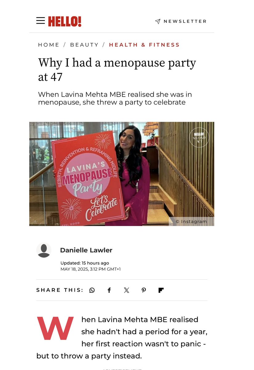 My world’s first Menopause Party has been featured in <a href="/hellomag/">HELLO!</a> 

Read the full article:
hellomagazine.com/healthandbeaut…

#menopause #party #news #midlife #feature
