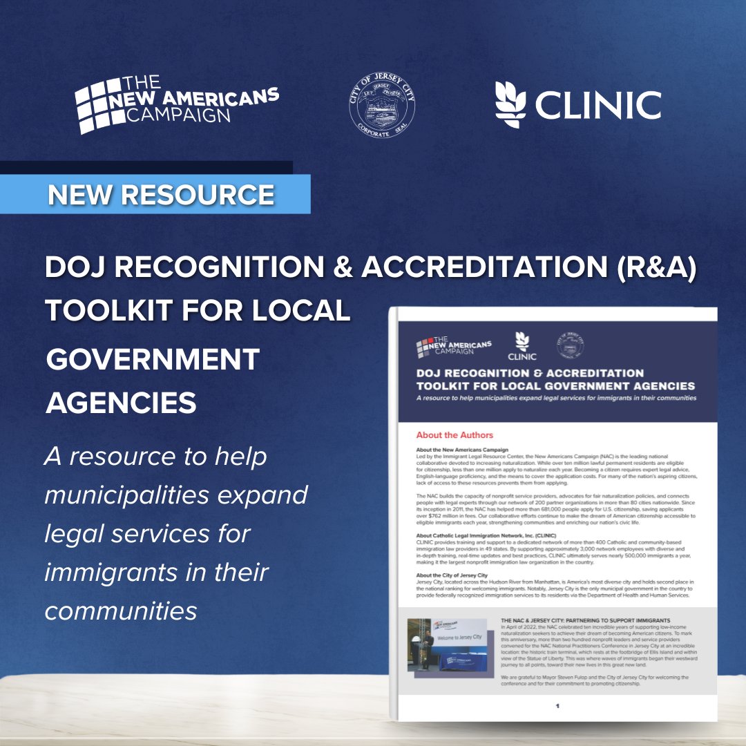 NewAmericansCampaign (@newamericans) on Twitter photo 🚨New Resource!
Our new toolkit with <a href="/cliniclegal/">CLINIC</a> & <a href="/JerseyCity/">City of Jersey City</a> shows how government agencies like libraries & health departments can apply for DOJ Recognition & Accreditation to offer legal services for immigrants in their communities.
Learn more: newamericanscampaign.org/resource/doj-r… 🚨New Resource!
Our new toolkit with <a href="/cliniclegal/">CLINIC</a> & <a href="/JerseyCity/">City of Jersey City</a> shows how government agencies like libraries & health departments can apply for DOJ Recognition & Accreditation to offer legal services for immigrants in their communities.
Learn more: newamericanscampaign.org/resource/doj-r…