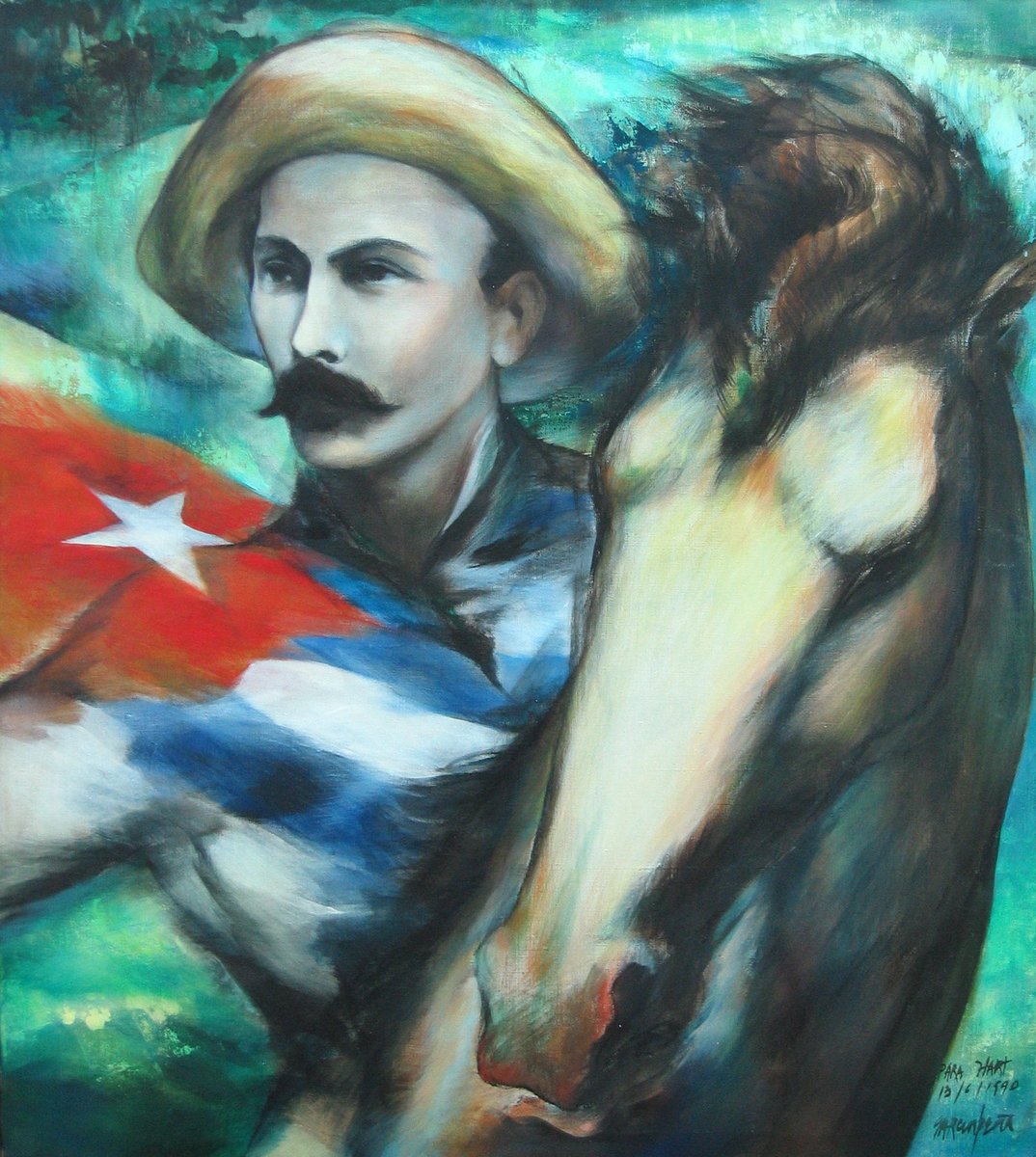 "Sólo los débiles se enojan. El hombre fuerte, aun al caer, sonríe". #JoséMartí #MartíVive
Autor de la obra: Ernesto García Peña