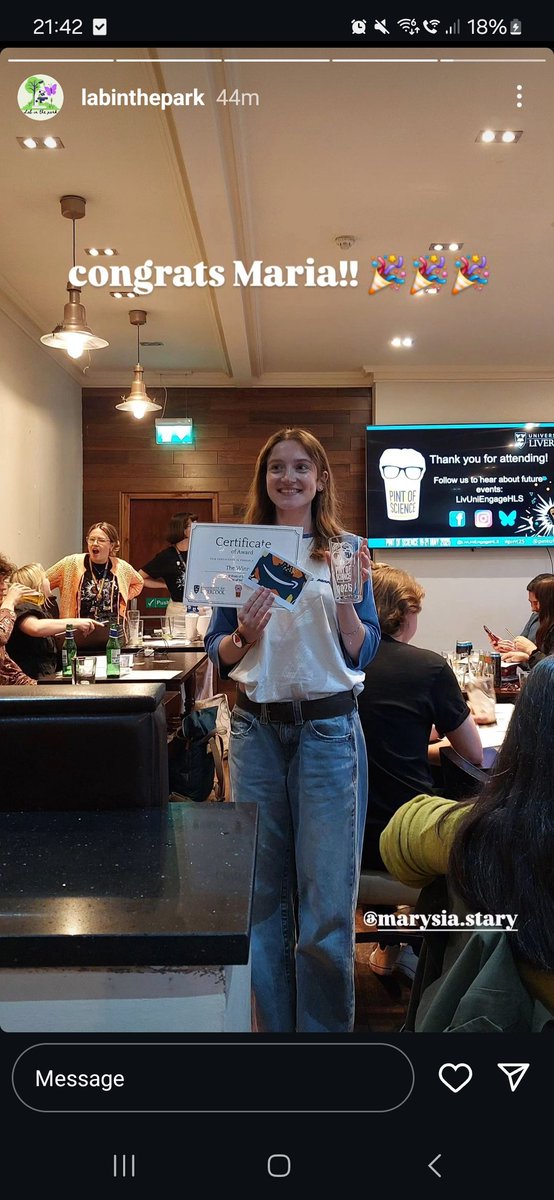 Pint of Science is back in Liverpool!

Cheers to EATC4Children’s Maria for speaking today! Up next: Alex on 21 May!

Catch brilliant talks from #UoL researchers in pubs across the city, 19–21 May.

Tickets: £5 at pintofscience.co.uk
#Pint25 #EATC4Children #SciComm