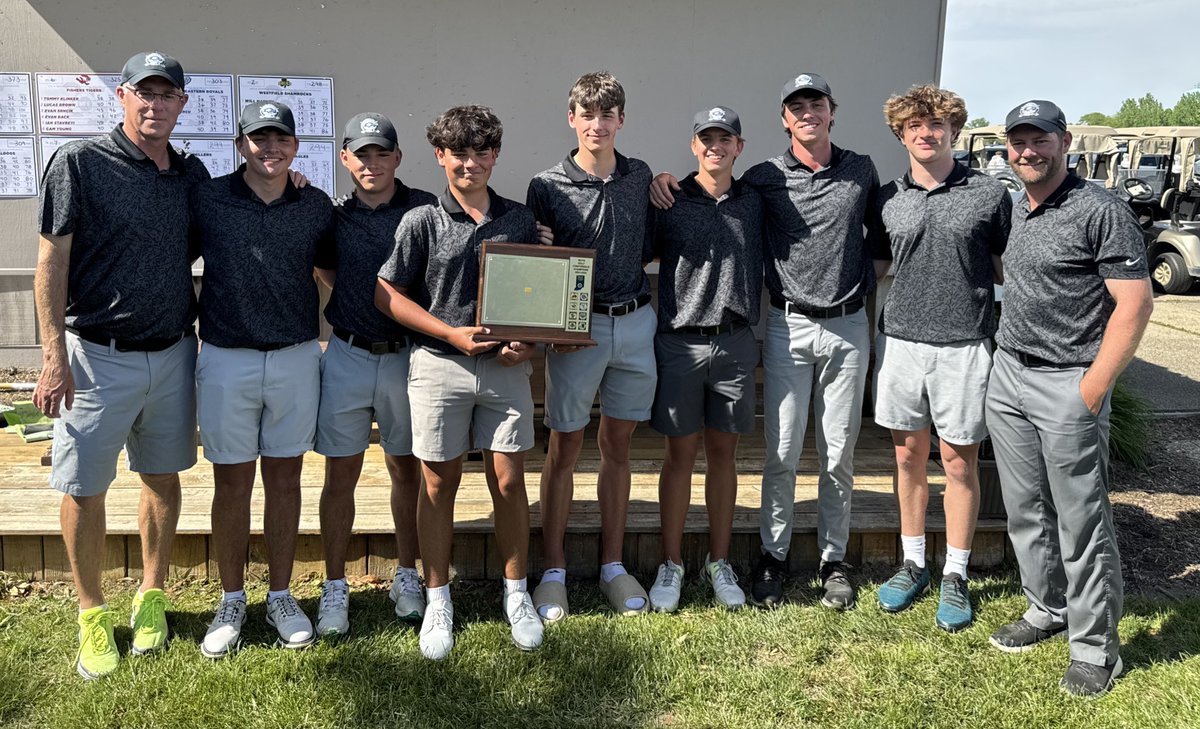 HCC Champs! <a href="/ZionsvilleGolf/">Zionsville Golf 🦅</a> shoots a 294 to win the conference title.