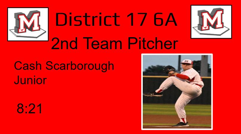 Congratulations to Cash Scarborough 2nd Team All District Pitcher
