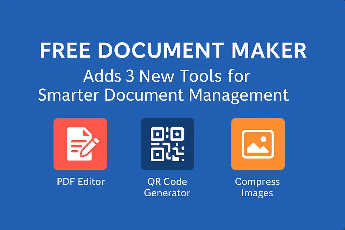 freedocmaker's tweet photo. Free Document Maker Launches Powerful PDF Editor, QR Code Generator & Image Compressor
https://t.co/gifAYAdEf5
#FreeDocumentMaker #PDFEditor #QRCodeGenerator #CompressImages #AItools https://t.co/pn4UDFMSuO