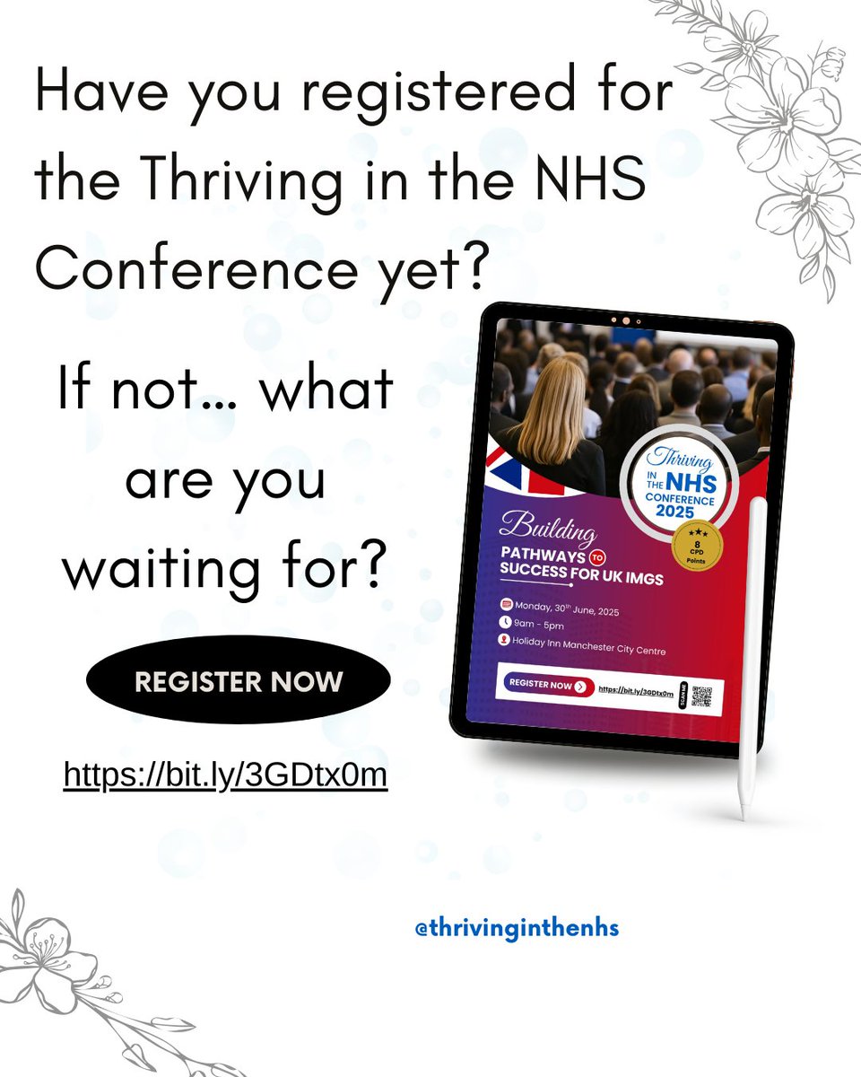 ThrivinginNHS's tweet photo. Have you secured your spot for the Thriving in the NHS Conference yet?
No? π³
Well, consider this your friendly but serious nudge.
Amazing speakers.
Real strategies for real IMG challenges.
Register now before life gets in the way β https://t.co/aYtPNqiW4v
#NHSDoctors #IMGs https://t.co/dkuuIRbN8T