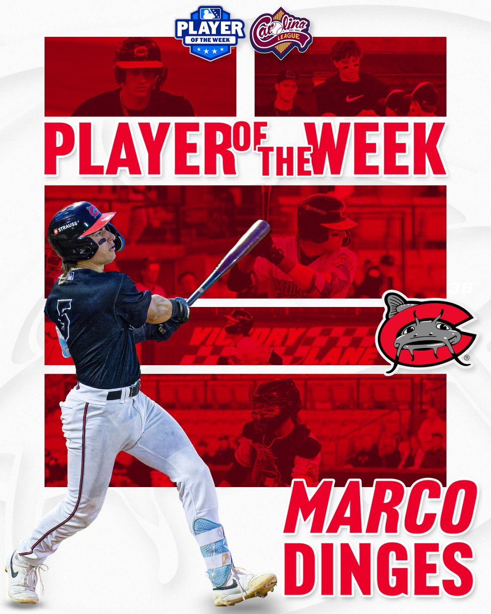 Carolina Mudcats (@carolinamudcats) on Twitter photo He's done it again‼️
Catch Marco Dinges has earned <a href="/MiLB/">Minor League Baseball</a> Player of the Week honors for the Carolina League for the second time this season!
📝: tinyurl.com/2ttxeru2 He's done it again‼️
Catch Marco Dinges has earned <a href="/MiLB/">Minor League Baseball</a> Player of the Week honors for the Carolina League for the second time this season!
📝: tinyurl.com/2ttxeru2