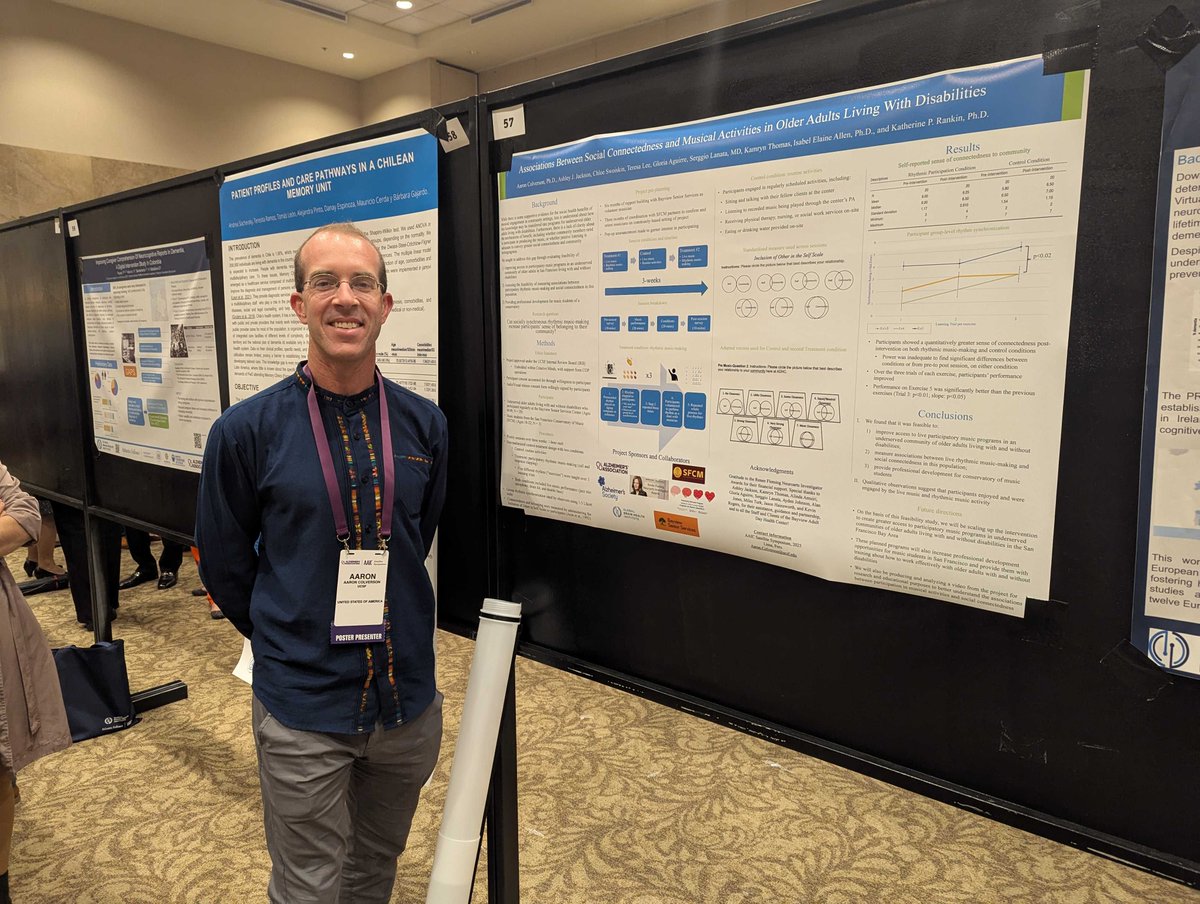 Rankin Lab (@rankin_lab) on Twitter photo Congrats to Rankin Lab postdoc and GBHI fellow Aaron Colverson <a href="/acolverson1/">Aaron Colverson</a> for presenting his poster on music and aging at the AAIC Satellite Symposium in Lima, Peru🇵🇪 last week! <a href="/alzassociation/">Alzheimer's Association</a> <a href="/AlzNorCalNorNev/">Alzheimer's Association, Northern CA & Northern NV</a> <a href="/UCSF/">UC San Francisco</a> <a href="/GBHI_Fellows/">Global Brain Health Institute</a> <a href="/atlanticfellows/">Atlantic Fellows</a> #aging #music #dementia Congrats to Rankin Lab postdoc and GBHI fellow Aaron Colverson <a href="/acolverson1/">Aaron Colverson</a> for presenting his poster on music and aging at the AAIC Satellite Symposium in Lima, Peru🇵🇪 last week! <a href="/alzassociation/">Alzheimer's Association</a> <a href="/AlzNorCalNorNev/">Alzheimer's Association, Northern CA & Northern NV</a> <a href="/UCSF/">UC San Francisco</a> <a href="/GBHI_Fellows/">Global Brain Health Institute</a> <a href="/atlanticfellows/">Atlantic Fellows</a> #aging #music #dementia