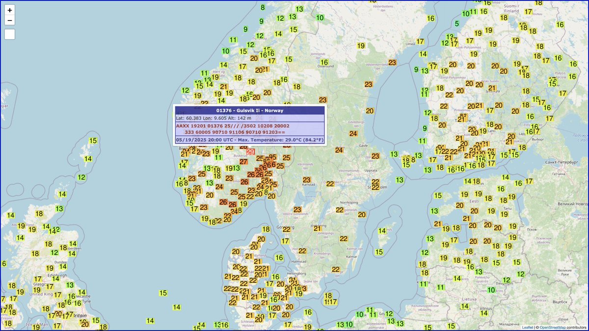 ThierryGooseBC's tweet image. Another very warm May day in NW Europe and Greenland.

ICELAND
🌡️25.6°C Egilsstaðir
🌡️24.9°C Húsafell

NORWAY
🌡️29.0°C Gulsvik

MAY RECORD
🌡️13.5°C Jan Mayen [70.5°N]

GREENLAND
🌡️19.9°C Kangerlussuaq
🌡️19.7°C Narsarsuaq

MAY RECORDS
🌡️14.3°C Ittoqqortoormiit
🌡️11.9°C Daneborg