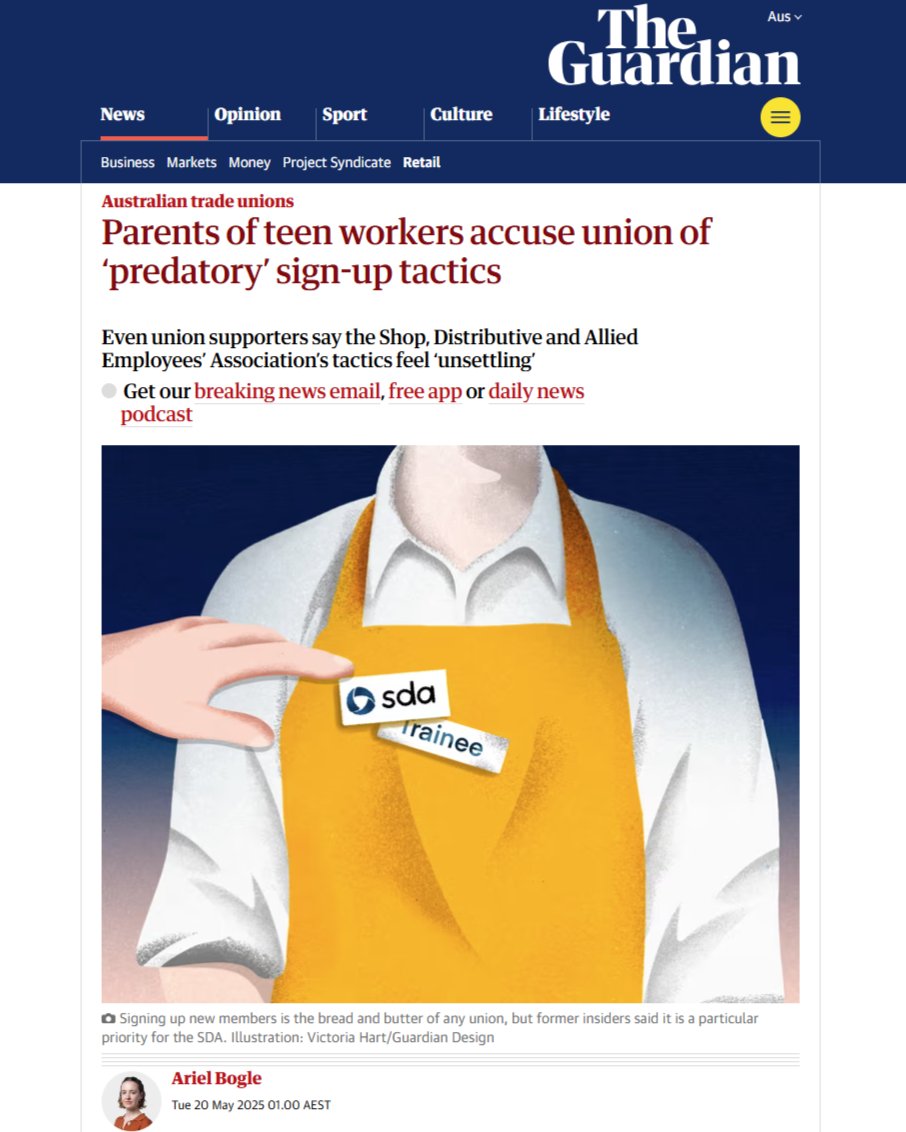 Every year thousands of child workers in their first days of work are targeted by the predatory tactics of SDA. Now those teens and their families are fighting back. #FightBackWithRAFFWU

theguardian.com/australia-news…