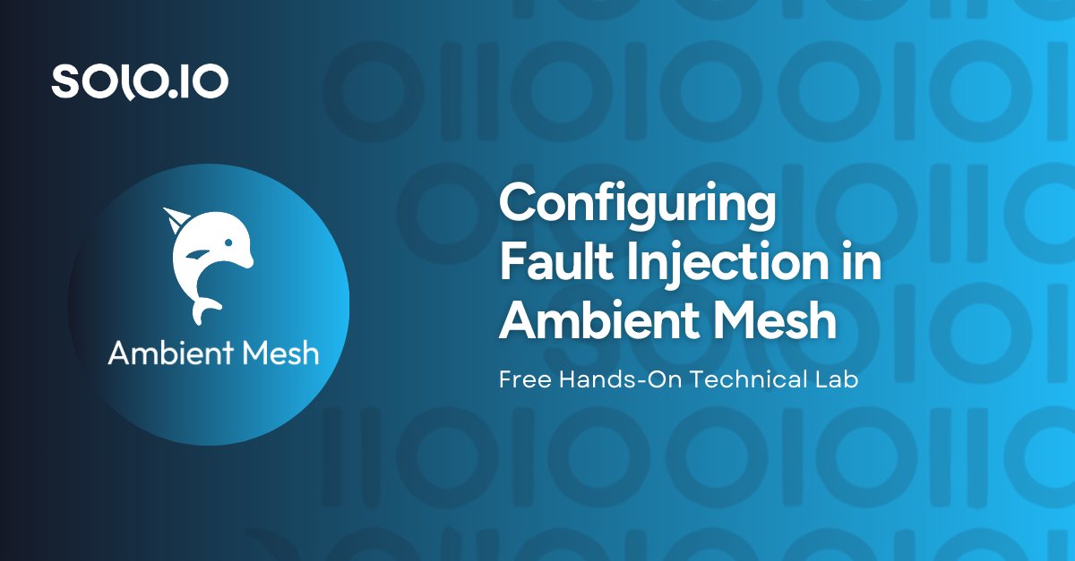 Ready to tackle real-world faults in your mesh? Learn in a free lab:
✔️ Use fault injection to improve resiliency
✔️ Manage latency with delays &amp; retries
✔️ Add outlier detection for enhanced monitoring

Take the course today! solo.io/resources/lab/…
#Istio #meshmondays #ambient
