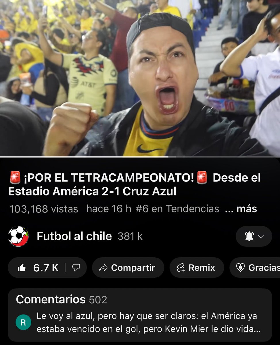 Gracias a todos por su preferencia, somos #6 en Tendencias en <a href="/YouTubeMexico/">YouTube México</a> 🔥

No se pierdan el video de ayer porque fue espectacular 🦅