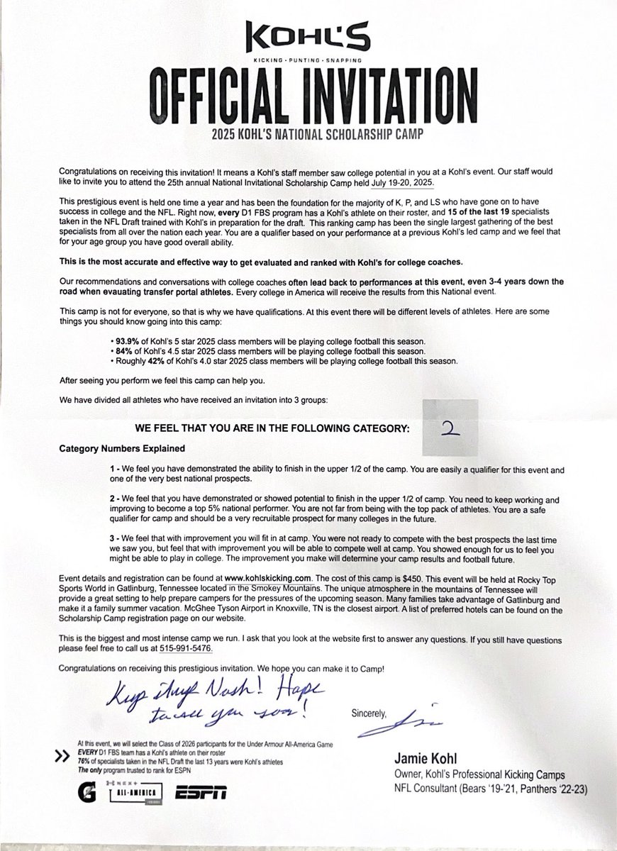 Appreciate the invite. <a href="/KohlsKicking/">Kohl's Kicking Camps</a> <a href="/1DutchAthletics/">Dutch Athletics</a>