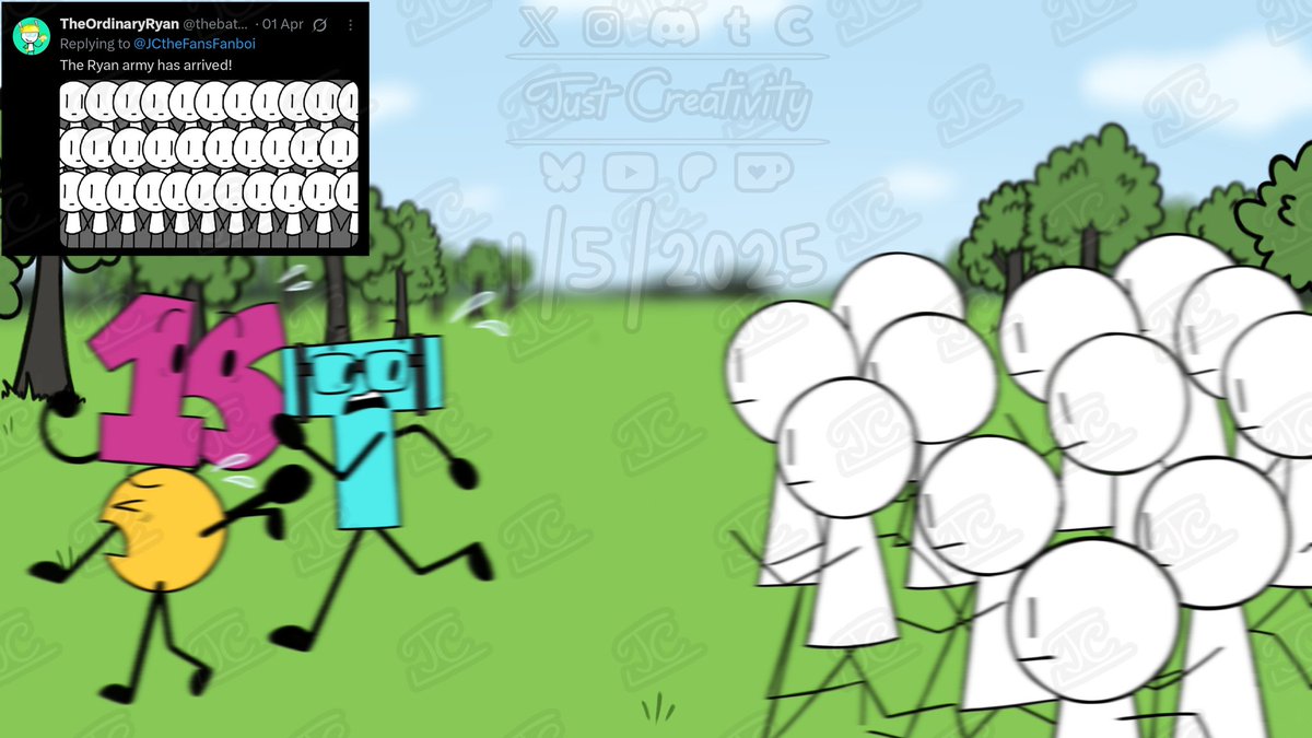 JCtheFansFanboi's tweet photo. >> April Fools 2025 Request No.1 from @/bm.likes.objectshows .

>> April Fools 2025 Request No.2 from @thebattleryan .

- Characters from me.

#objectshowcommunity #objectshows #objectshowsfanart #objectshowfanart #objectshowart #objectshow #objectshowscommunity https://t.co/PpeJ3rGLyg