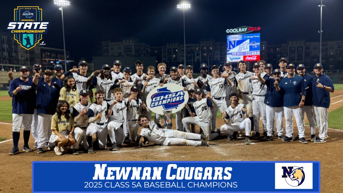 GHSA (@officialghsa) on Twitter photo State Baseball Championship | ⚾️🏆
Congratulations to <a href="/NewnanBaseball/">Newnan HS Baseball</a>
2025 Class 5A Baseball Champions
Newnan defeated Houston County (3-1, 11-1) State Baseball Championship | ⚾️🏆
Congratulations to <a href="/NewnanBaseball/">Newnan HS Baseball</a>
2025 Class 5A Baseball Champions
Newnan defeated Houston County (3-1, 11-1)