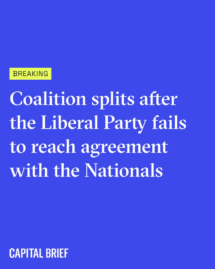 BREAKING: The Liberals and Nationals have failed to secure an agreement to maintain the Coalition, prompting the first split in decades.
capitalbrief.com/briefing/coali…