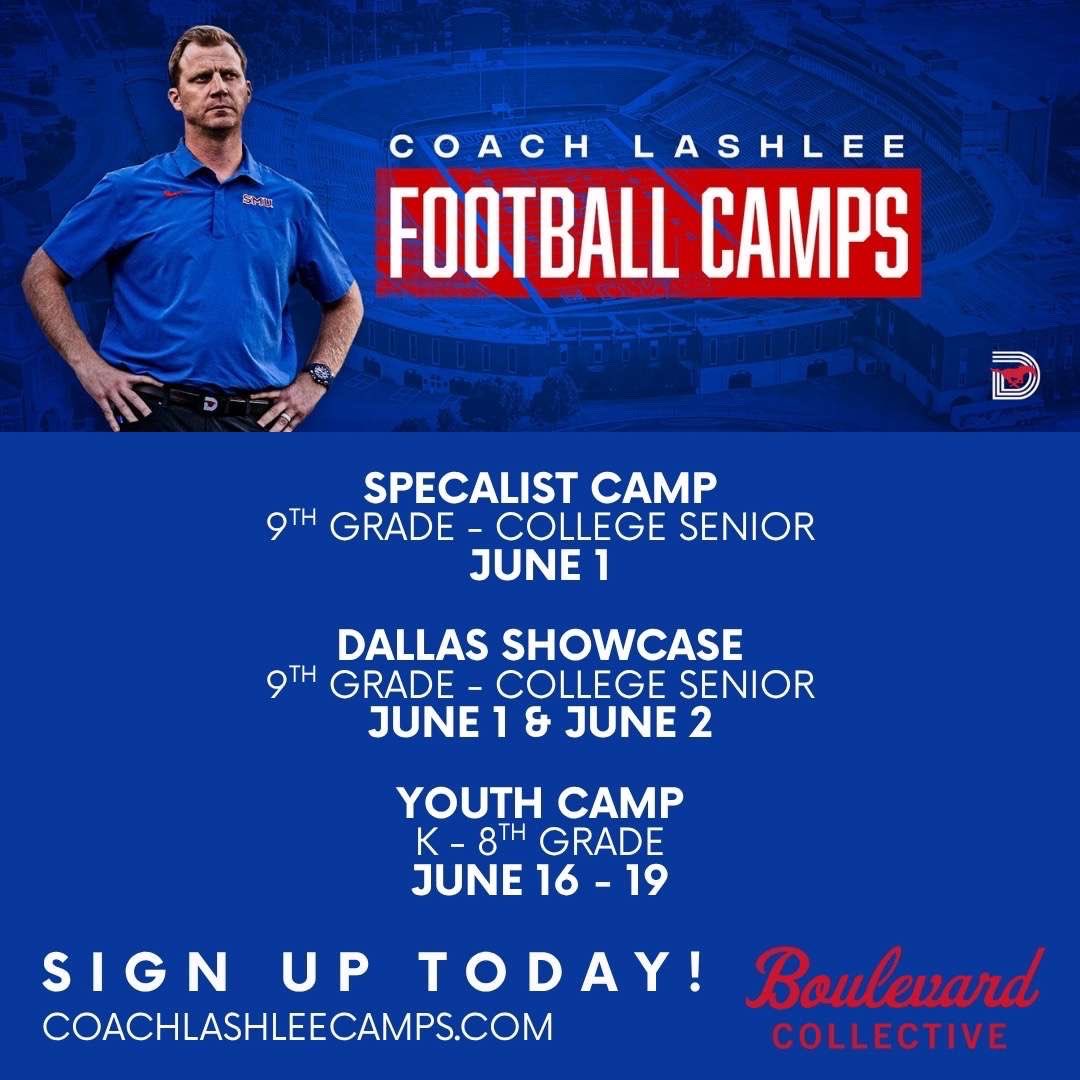 Visit COACHLASHLEECAMPS.COM Be Great to See You at Mustang FB Camp!