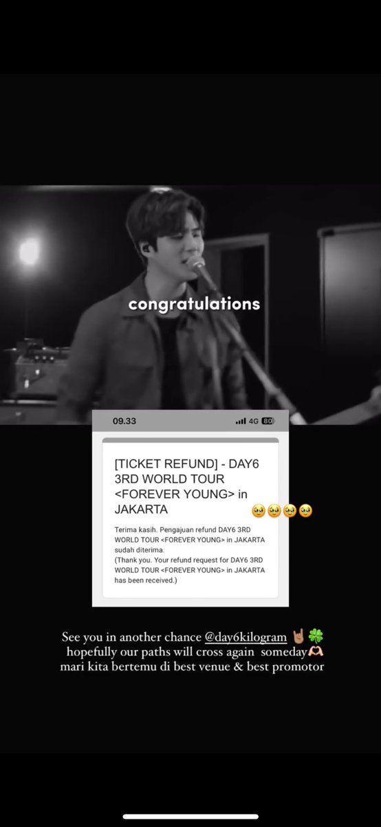 ebibaby's tweet photo. Finally! Kegedegan ku terobati langsung. Kali ini aku say thanks to Aunty Melani, karena ke-shibal-an mu aku jadi nekad terbang nyamperin Desikseu! Modal nekat nyari calo mepet. Semua kenekadan mengobati luka ati!Gomawo DAY6, Sugohesseoyo! 🍀

#DAY6_FINALE_IN_SEOUL #FOREVER_YOUNG https://t.co/GEoc5QkVVY