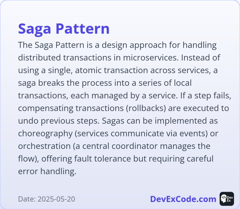devexcode's tweet photo. Day-11
Check out today's Daily Term: Saga Pattern - A pattern for managing distributed transactions. on DevExCode! https://t.co/2nNcJyFBqV
#dsa #java #sagapatterns #systemdesign #javascript #oops https://t.co/SAprmMvrtf