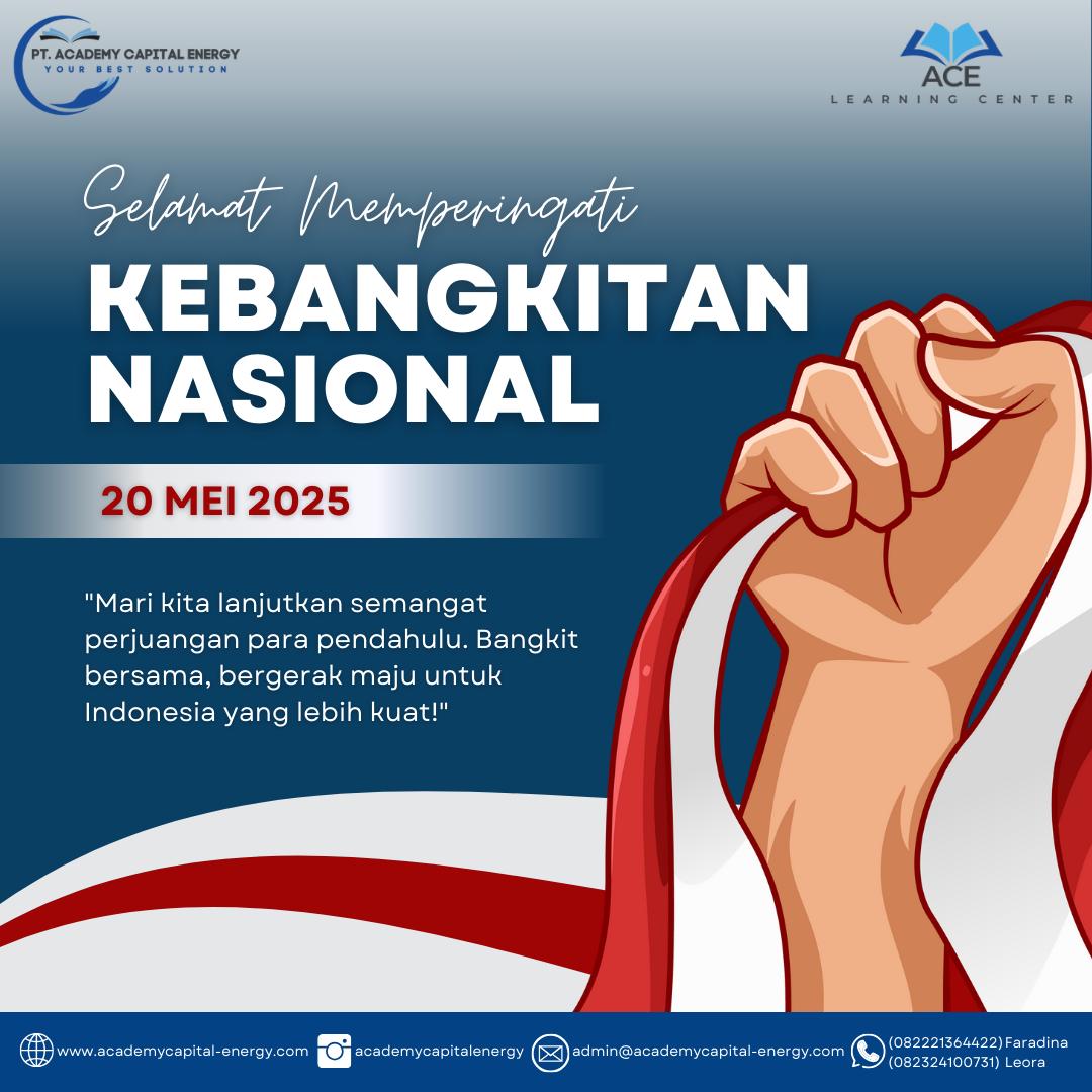 Selamat Memperingati Hari Kebangkitan Nasional! 🔥
Semangat para pendahulu harus terus kita lanjutkan. Bersama, kita bangkit &amp; bergerak maju demi Indonesia yang semakin kuat! Selamat Hari Kebangkitan Nasional! 🇮🇩 
#HariKebangkitanNasional #SemangatPersatuan #AcademyCapitalEnergy