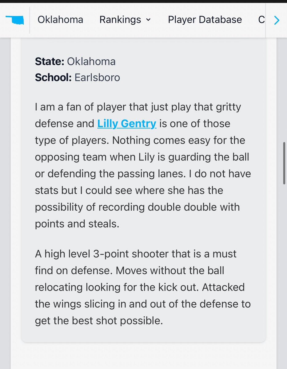lilly gentry (@lilly_gentry4) on Twitter photo Thanks for the write up! Not done yet still have a lot to accomplish this off season!!
<a href="/PGHArkansas/">Prep Girls Hoops Arkansas</a> <a href="/PGHOklahoma/">Prep Girls Hoops Oklahoma</a> <a href="/PrepGirlsHoops/">Prep Girls Hoops 🏀</a> Thanks for the write up! Not done yet still have a lot to accomplish this off season!!
<a href="/PGHArkansas/">Prep Girls Hoops Arkansas</a> <a href="/PGHOklahoma/">Prep Girls Hoops Oklahoma</a> <a href="/PrepGirlsHoops/">Prep Girls Hoops 🏀</a>
