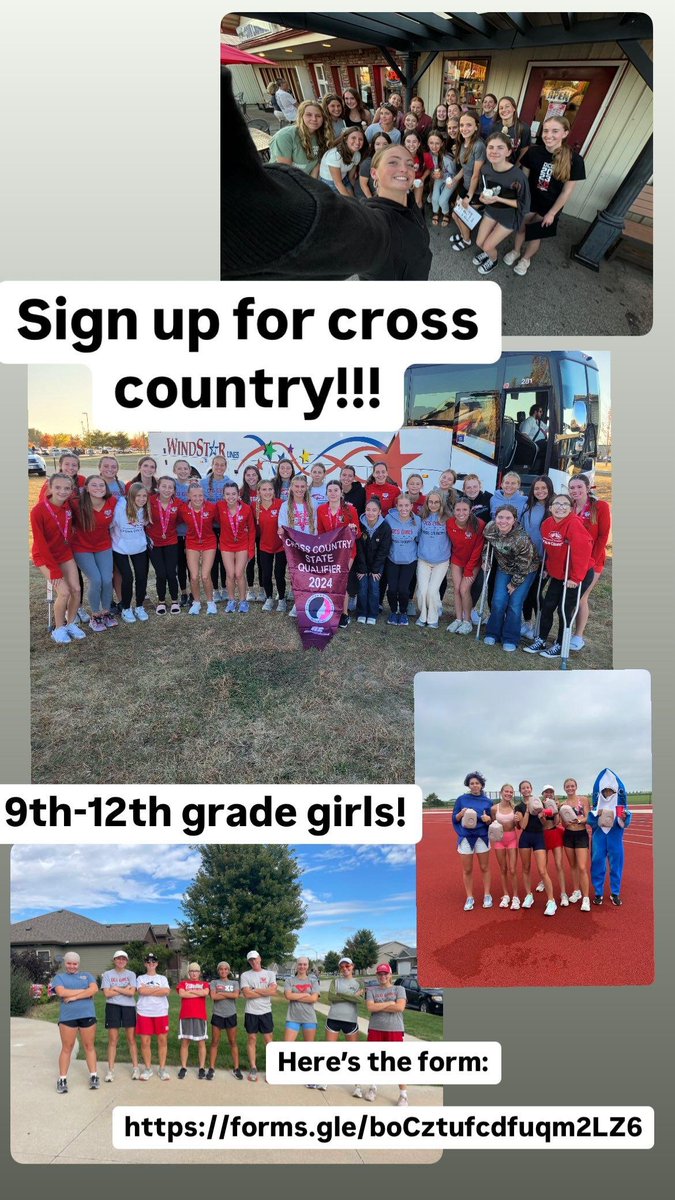 2️⃣0️⃣2️⃣5️⃣🔴⚪️Cross County
We love this time of year when we get to start gathering our squad for the upcoming season!! Come and be a part of this special team! The 2025 version is going to be so much fun! 
Here's the sign up link forms.gle/tafhAcwxi8NxDy…